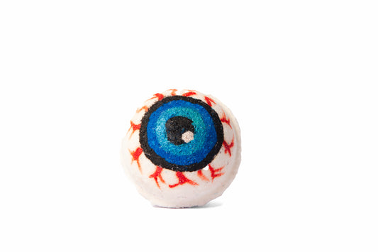 Eyeball shaped bath bomb or bath fizzer from the front